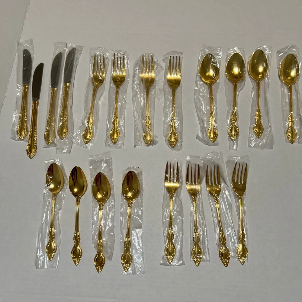 Kenwood Oneida 1984 Golden Natchez 20pc Service For 4 Flatware New